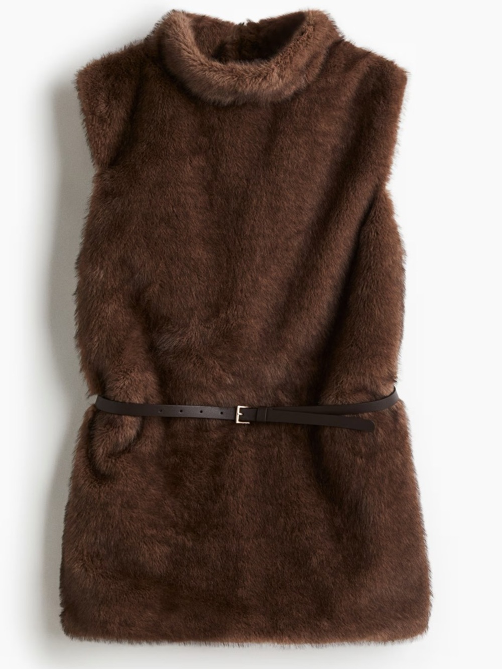 H&M NWT Faux Fur Mock Turtleneck Vest in Sz M - Picture 2 of 7